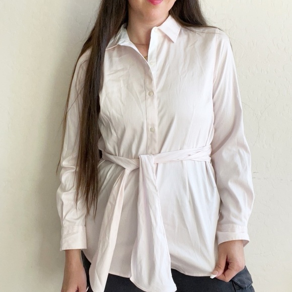 UnTUCKit Pink Pinstripe Clara Button Down Top - Picture 4 of 12